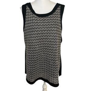 Chico's travelers sleeveless black mesh tank with gold metallic thread size XL16